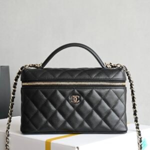 Chanel Top Handle Slim Vanity Black Gold