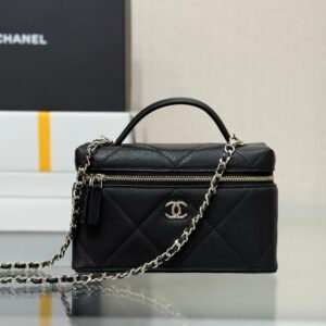 Chanel Top Handle Slim Vanity Black Gold