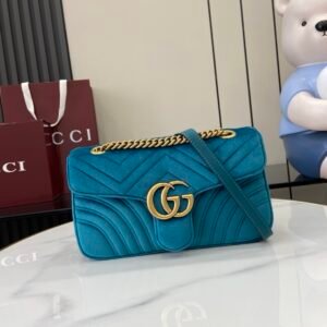 Gucci Marmont Velvet Turquoise Gold