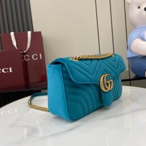 Alternative view of Gucci Marmont Velvet Turquoise Gold
