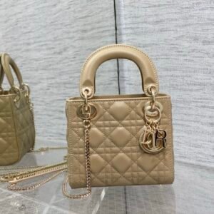 Dior Mini Lady Dior Bag Beige Gold