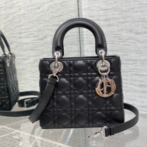 Dior Small Lady Dior Bag Black Silver