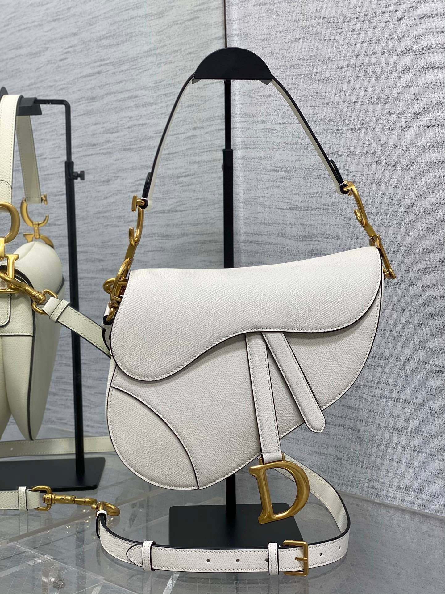 Dior Saddle Bag White Gold
