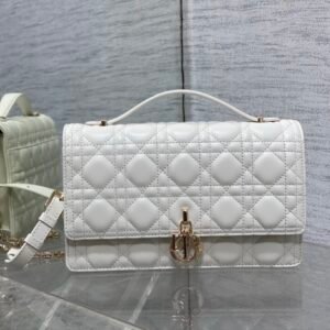 Dior My Dior Top Handle Bag White Gold