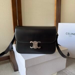 Celine Triomphe Classic Bag Black Silver