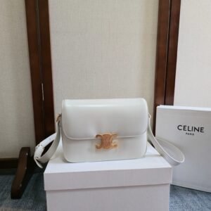 Celine Triomphe Classic Bag White Gold