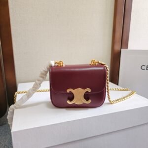 Celine Mini Chain Claude Burgundy Bag