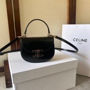 Celine Besace Clea Top Handle Black Gold