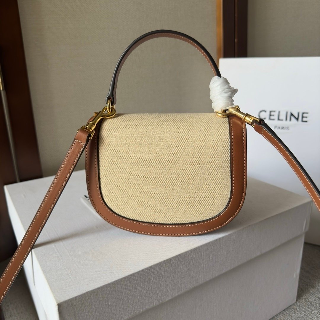 Celine Besace Clea Top Handle Beige Brown Gold - Afbeelding 3