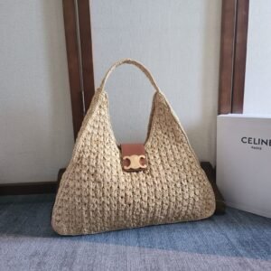 Celine Cabas Triangle in Raffia