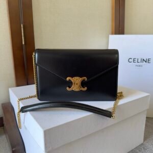 Celine Wallet on Chain Black Gold