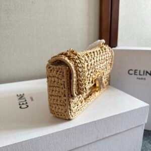 Alternative view of Celine Chain Shoulder Bag in Raffia