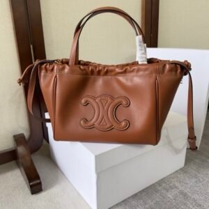 Celine Triomphe Drawstring Cabas Small Brown