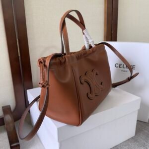 Alternative view of Celine Triomphe Drawstring Cabas Small Brown