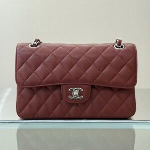 Chanel Flap Bag Burgundy Silver in Small