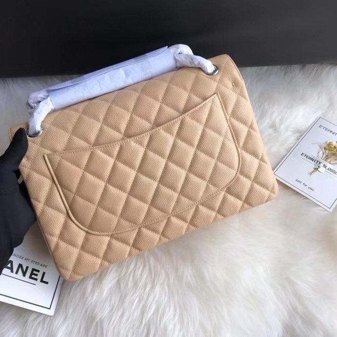 Chanel Flap Bag Beige Silver in Jumbo - Afbeelding 3