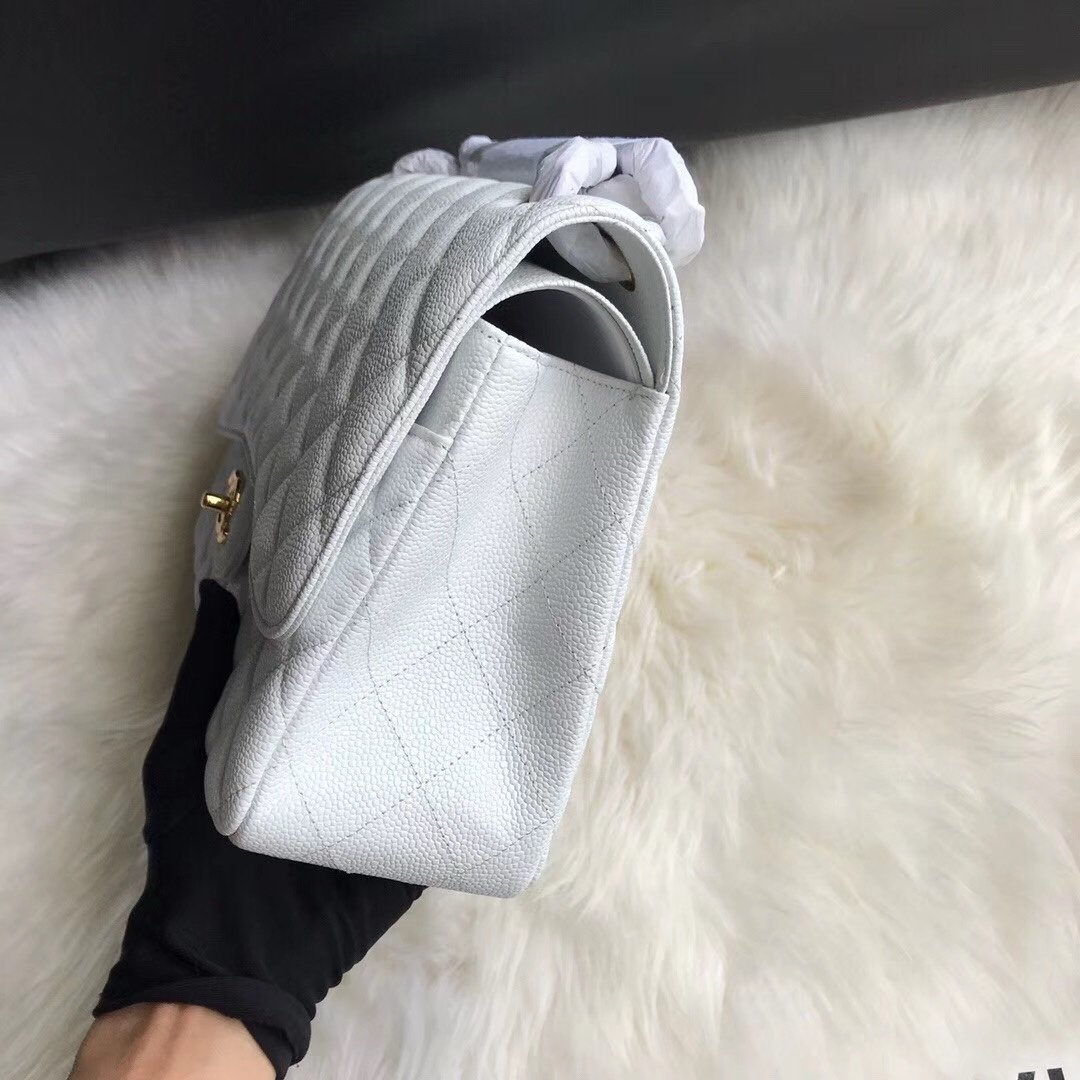 Chanel Flap Bag White Gold in Jumbo - Afbeelding 3