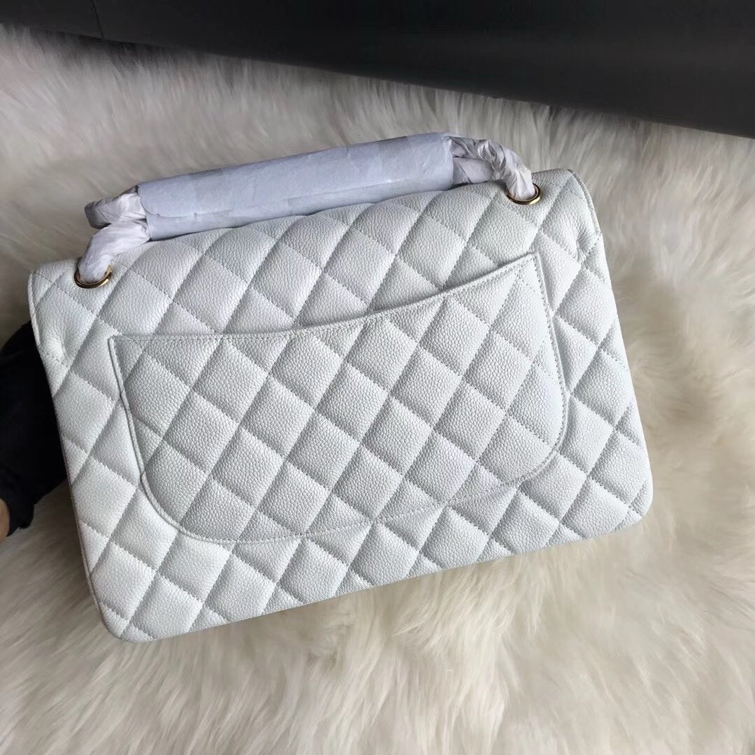 Chanel Flap Bag White Gold in Jumbo - Afbeelding 4