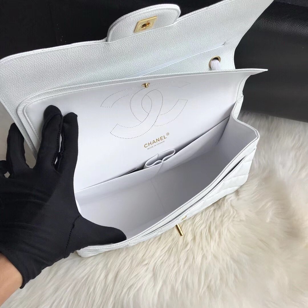 Chanel Flap Bag White Gold in Jumbo - Afbeelding 2