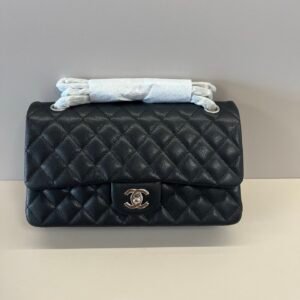 Chanel Flap Bag Black Silver in Medium