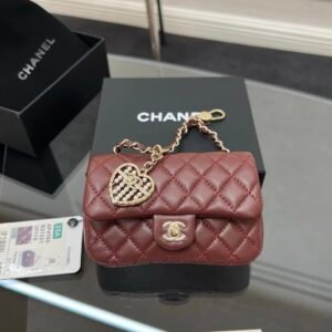 Chanel Mini Flap Charm Bag Burgundy