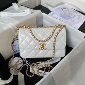 Chanel Flap Bag White Gold