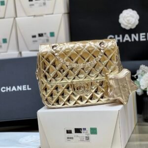 Chanel Metallic Flap Bag in Gold with Star Coin Purse