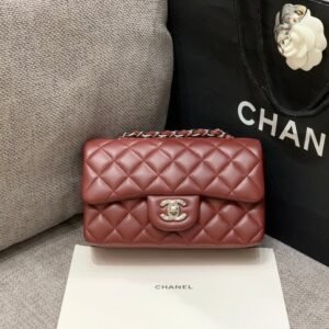 Chanel Flap Bag Burgundy Silver in Mini
