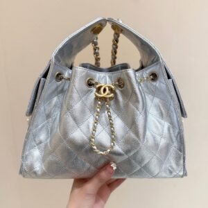 Alternative view of Chanel 25 Silver Metallic Gold Hardware in Small