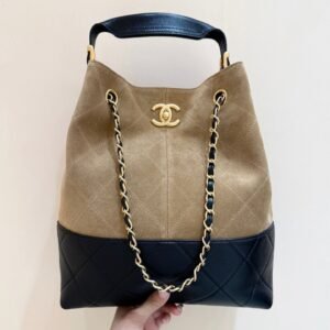 Chanel Shopping Bag Suede in Brown Black