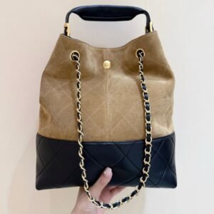 Alternative view of Chanel Shopping Bag Suede in Brown Black