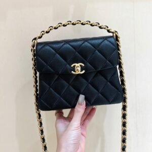 Chanel Top Handle Bag Black Gold
