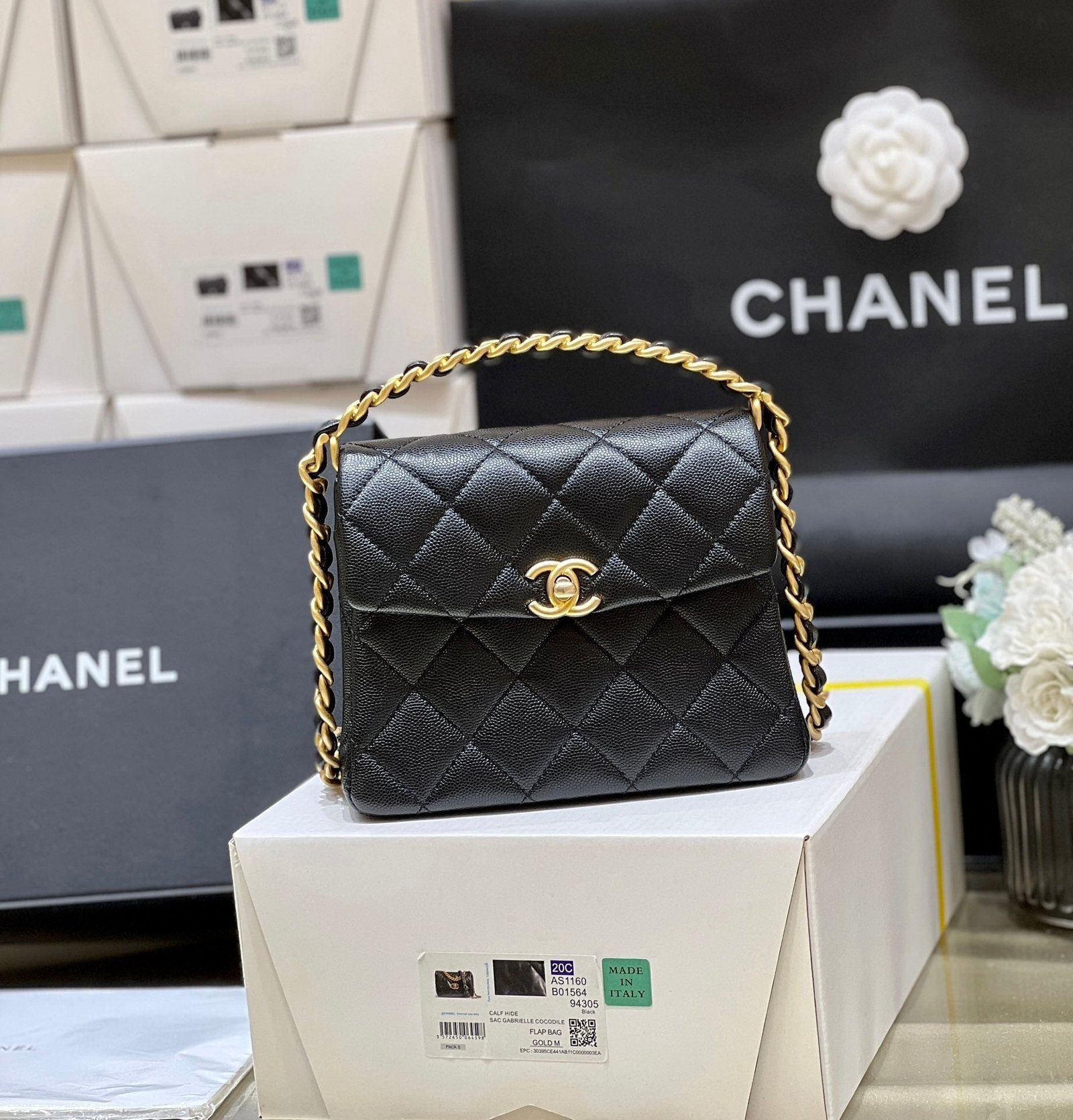 Chanel Top Handle Bag Black Gold - Afbeelding 5