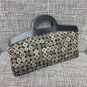 Chanel Black Beige Canvas Bag