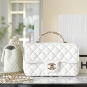 Chanel Crystal Top Handle Bag White