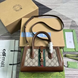 Gucci Jackie 1961 Tote Bag Beige Brown Canvas