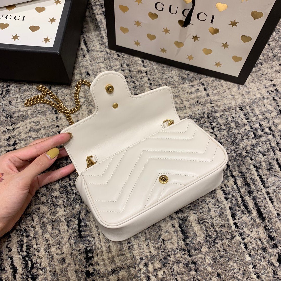 Gucci Marmont White Gold Mini - Afbeelding 4