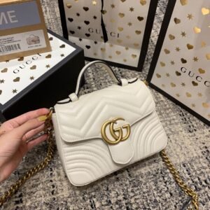 Gucci Marmont Mini Top Handle White Gold