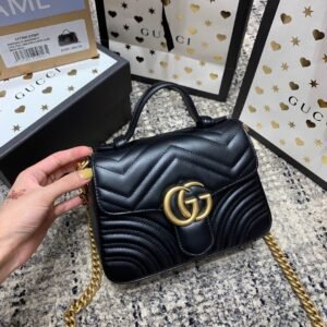 Gucci Marmont Mini Top Handle Black Gold