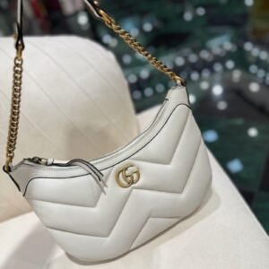 Gucci Marmont White Gold Shoulder Bag Small