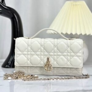 Dior My Dior Top Handle Bag White Gold