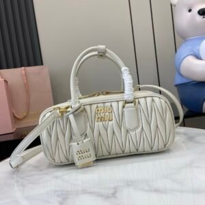 Miu Miu Large Arcadie Bag White Gold