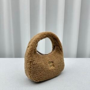 Alternative view of Miu Miu Small Wander Shearling Bag Brown Gold