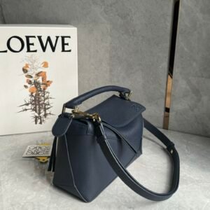 Alternative view of Loewe Small Puzzle Edge Bag Navy Gold