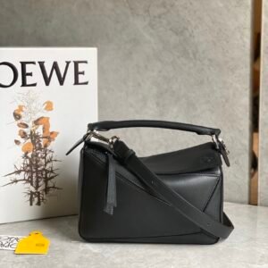 Loewe Small Puzzle Edge Bag Black Silver