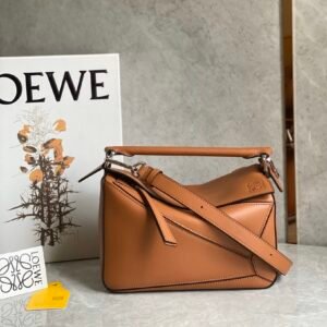 Loewe Small Puzzle Edge Bag Brown Silver