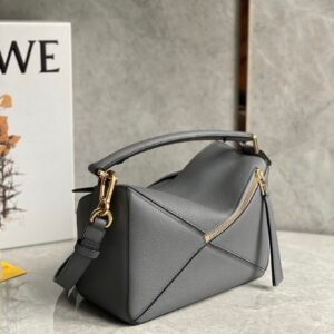 Alternative view of Loewe Small Puzzle Edge Bag Grey Gold