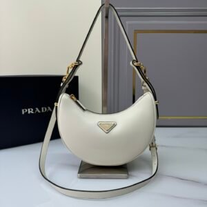 Prada Small Arqué Bag White Gold