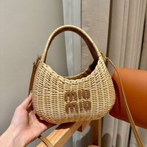 Miu Miu Raffia Beach Bag Brown Beige
