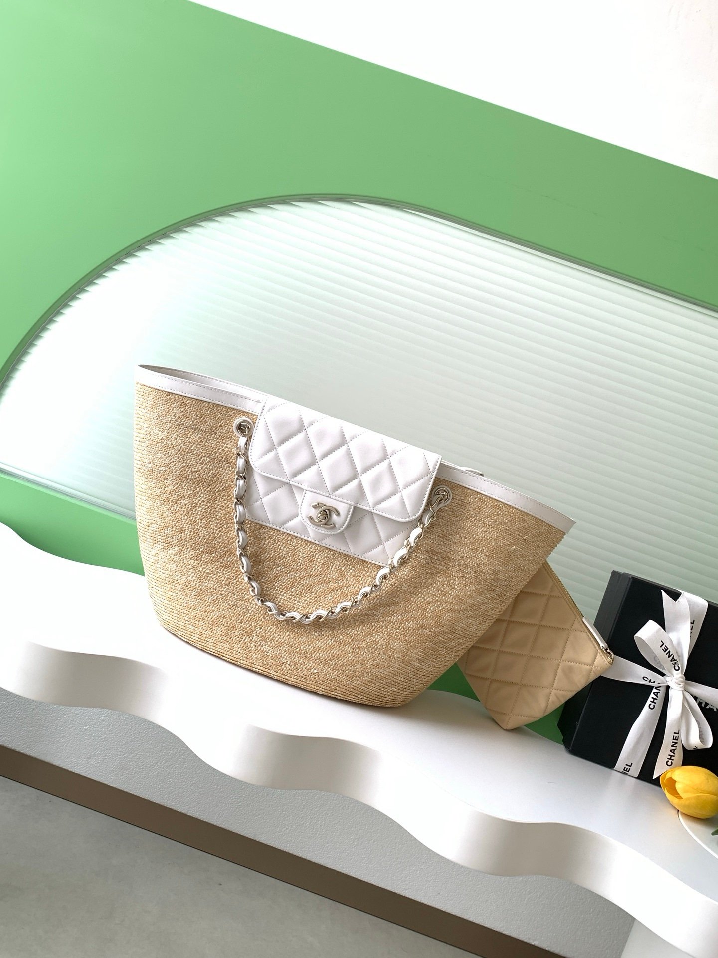 Chanel Braided Medium Tote Bag in White